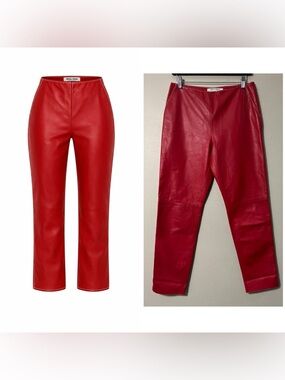Vintage Miu Miu Red Leather Pants Designer Quiet Luxury Festival Statement
